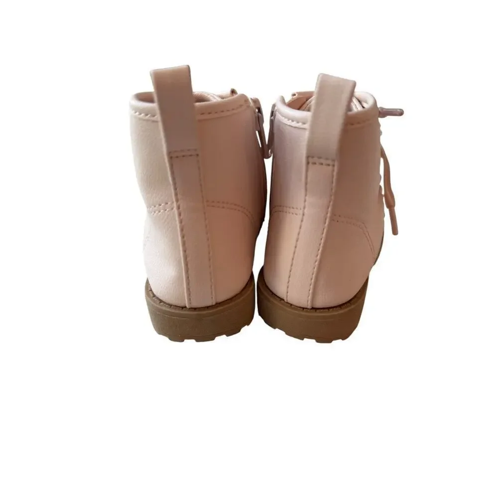 Wonder Nation Girls Pink Chain Loop Combat Boots Size 6